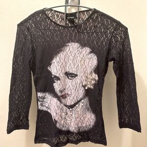Y2K Marilyn Monroe lace jeweled shirt